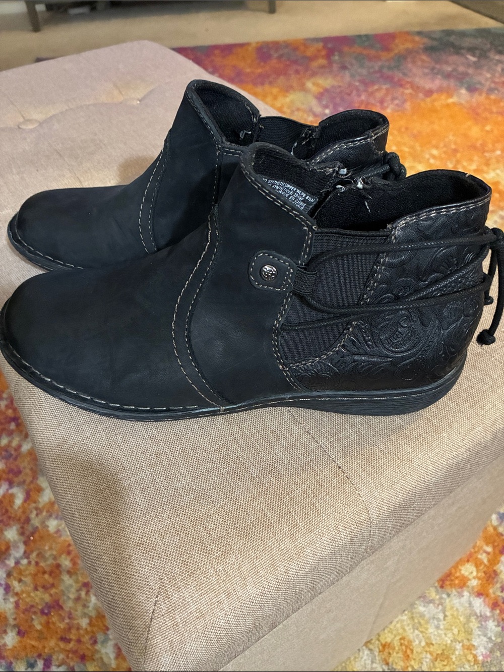 Earth Origins Ankle Boot Side Zip Black Leather Size 8.5